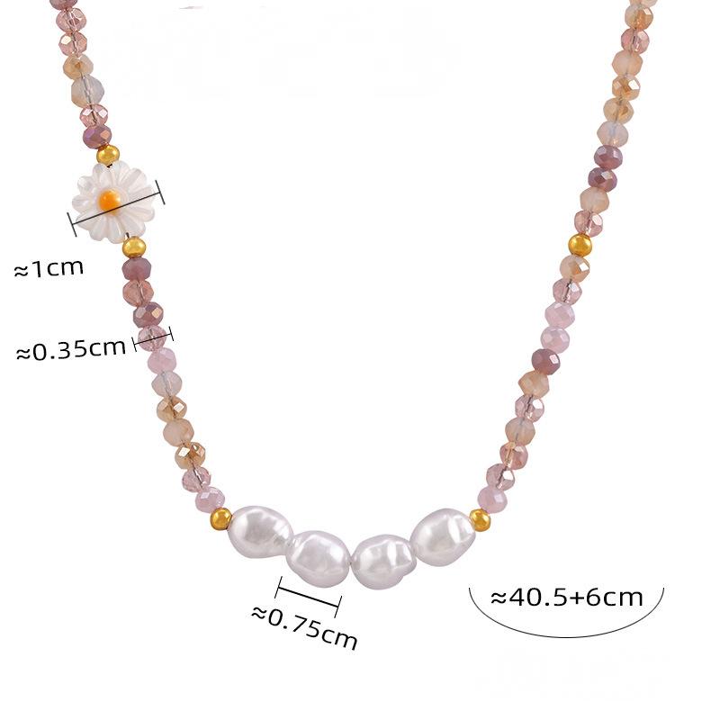 Collier avec pendentif en forme de fleur en nacre en acier inoxydable