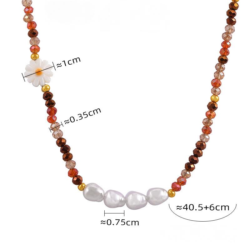 Collier avec pendentif en forme de fleur en nacre en acier inoxydable