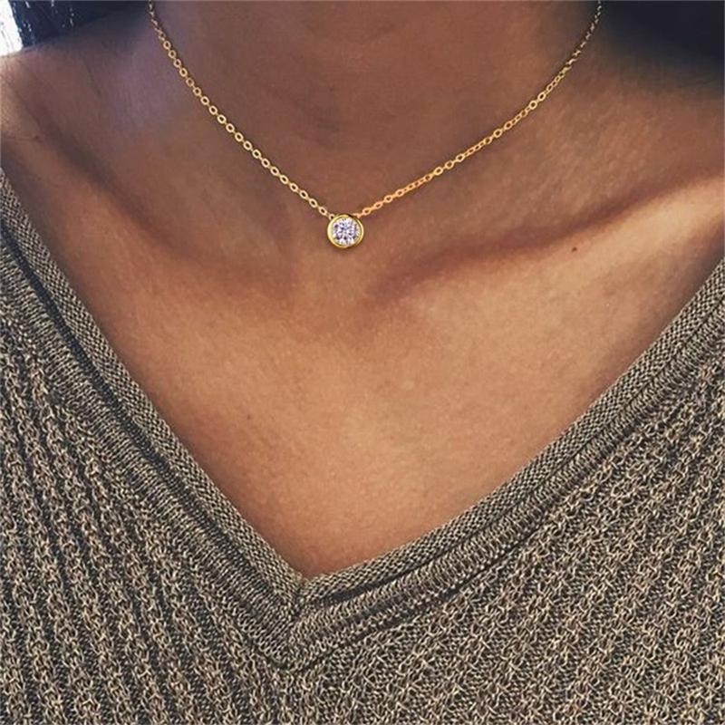 Stainless Cable Chain Birthstone Pendant Necklace