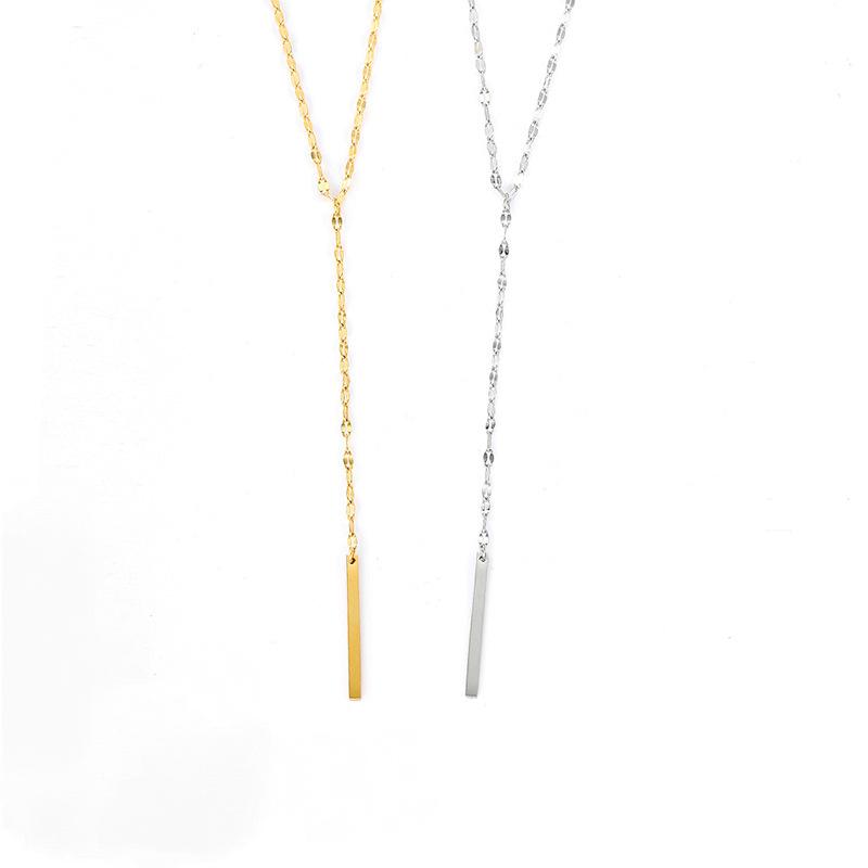 Stainless Steel Y-Shaped Lip Chain Lariat Necklace