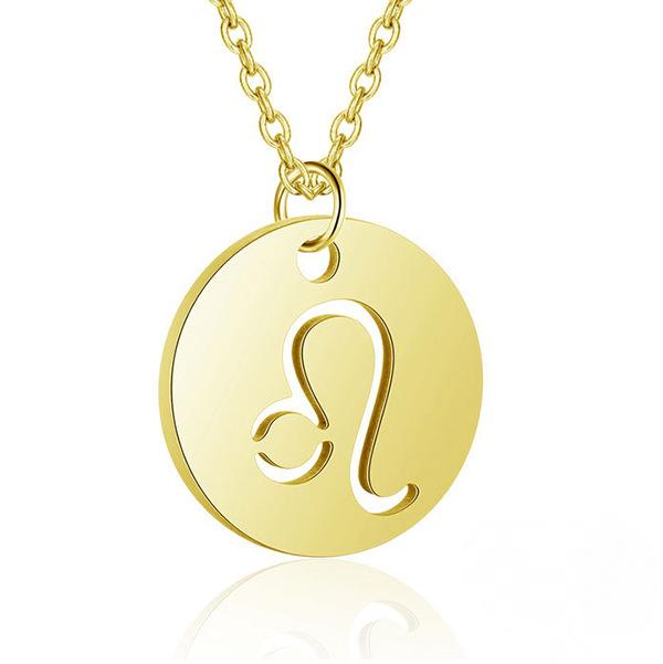 Collier avec pendentif rond creux signe du zodiaque