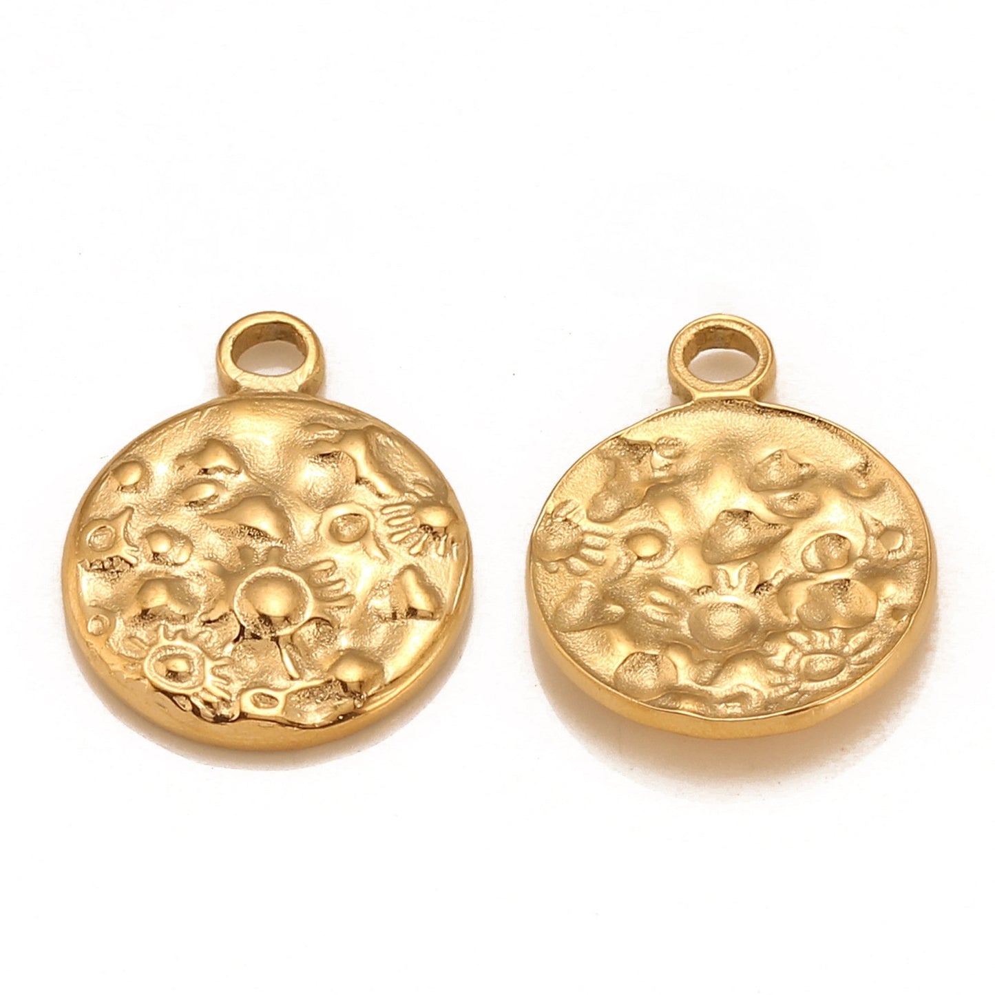 Stainless Steel Concave Embossed Round Pendant