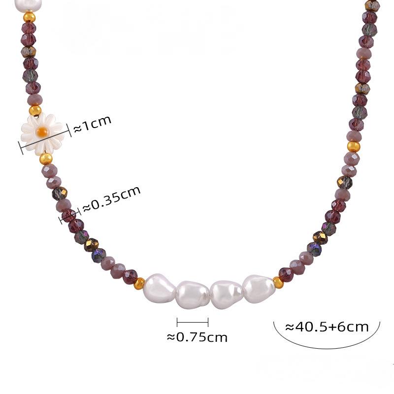 Collier avec pendentif en forme de fleur en nacre en acier inoxydable