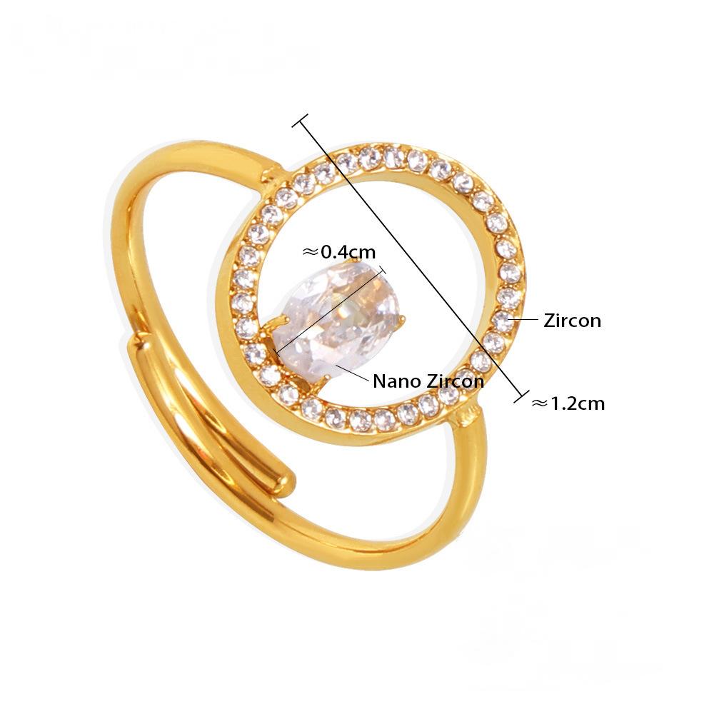 Bague en acier inoxydable avec incrustation de zircone cubique et ligne ovale