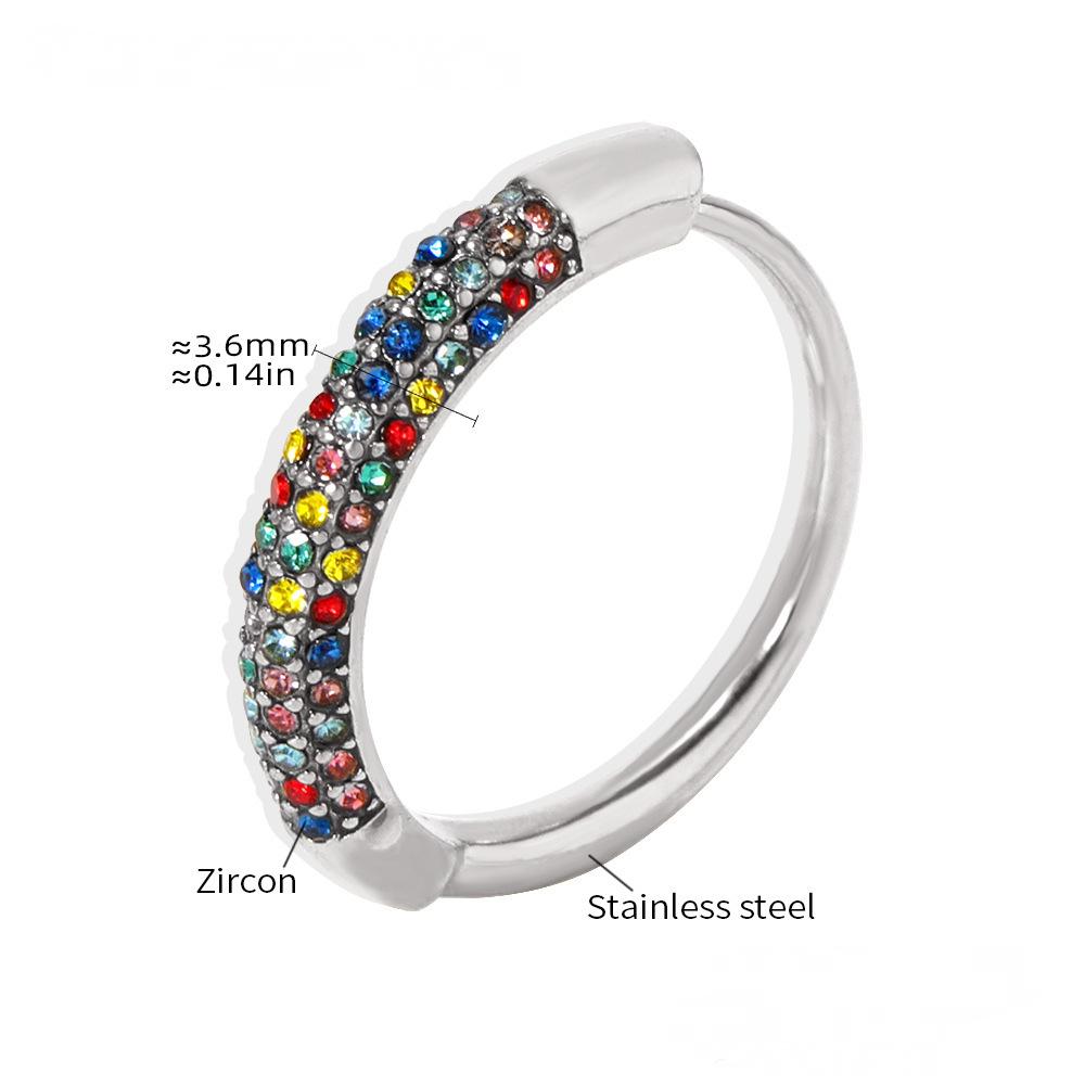 Stainless Steel Rainbow Cubic Zirconia Ring