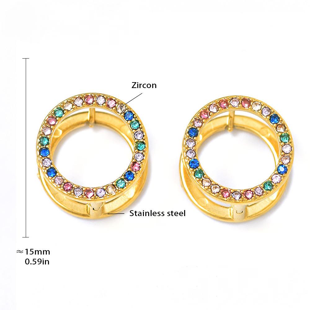 Boucles d'oreilles en acier inoxydable avec zircone cubique double face