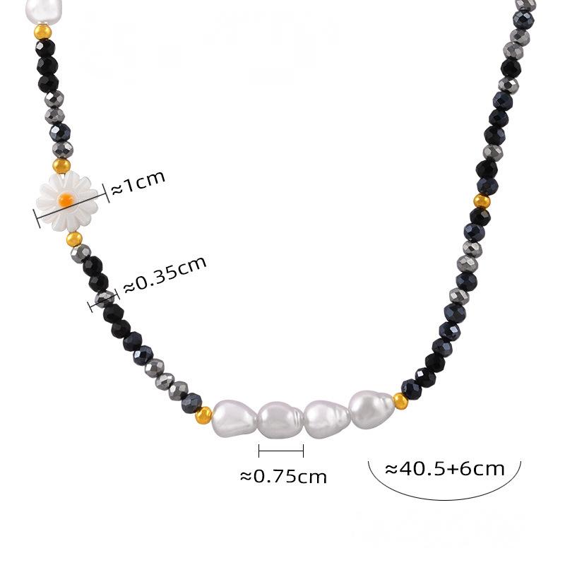 Collier avec pendentif en forme de fleur en nacre en acier inoxydable