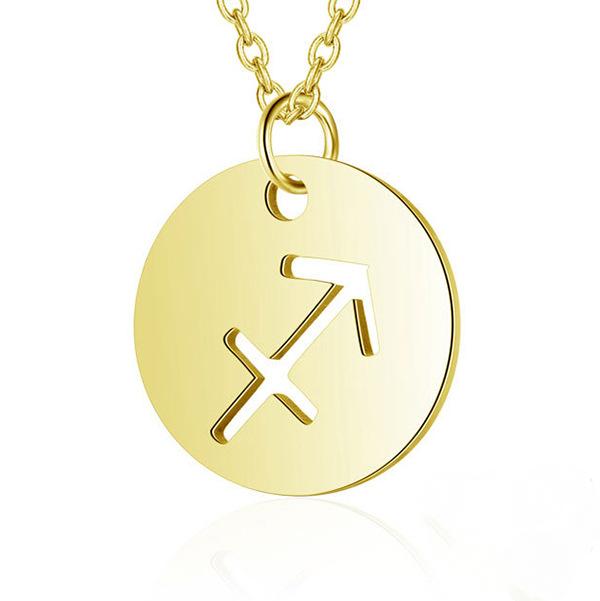 Collier avec pendentif rond creux signe du zodiaque