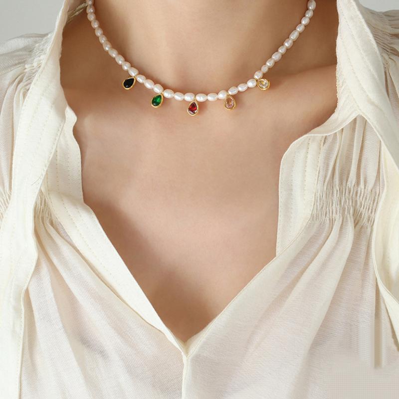 Crystal Charm Freshwater Pearl Necklace