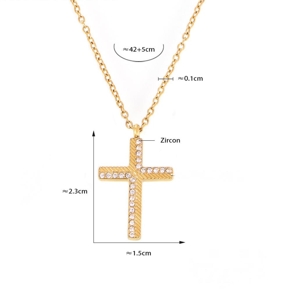 Stainless Steel Cross Cubic Zirconia Stacking Necklace